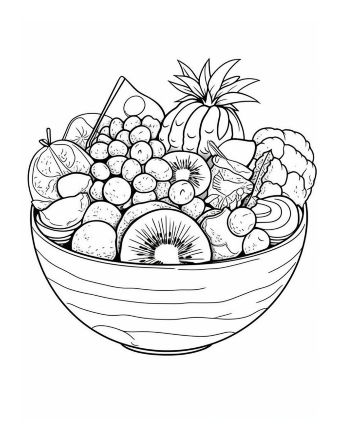 Free Fruit Bowl Dessert Coloring Page 35