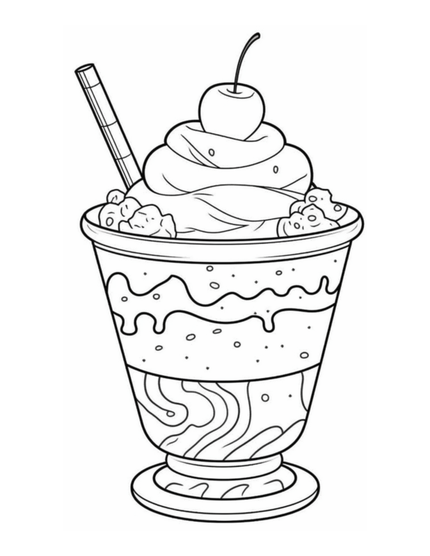 Free Printable Heavenly Treats: - Dessert Coloring Page For Kids And Adults