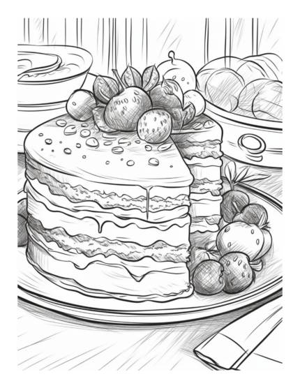 Free Strawberry Cake Dessert Coloring Page