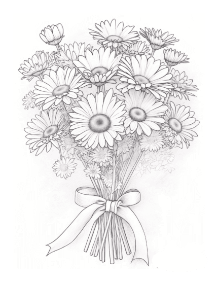 Free Bouquet of Daisies Coloring Page: Celebrate Nature's Beauty
