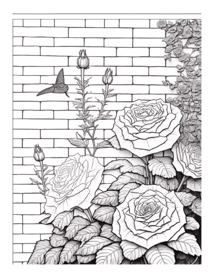 Free Flower Garden Rose Wall Coloring Page 23