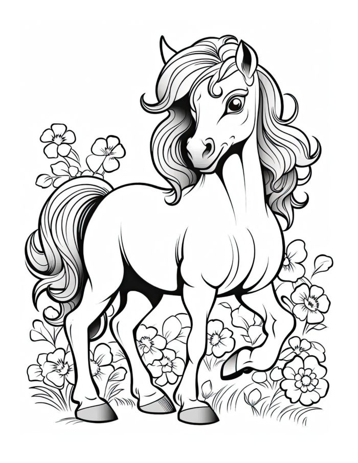 Free Horse Coloring Page 4
