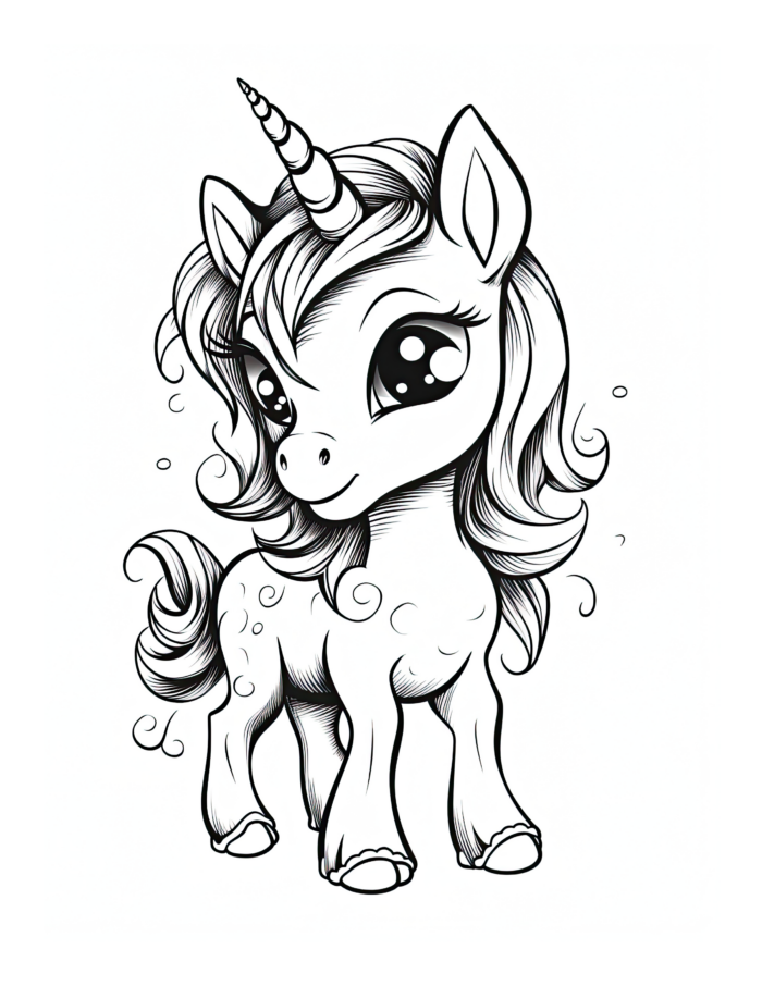 Free Unicorn Coloring Page 5