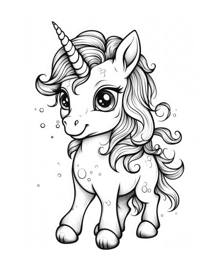 Sparkle Unicorn Coloring Page