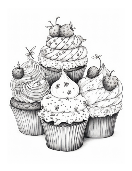 Free 4 cupcakes Coloring Page 45