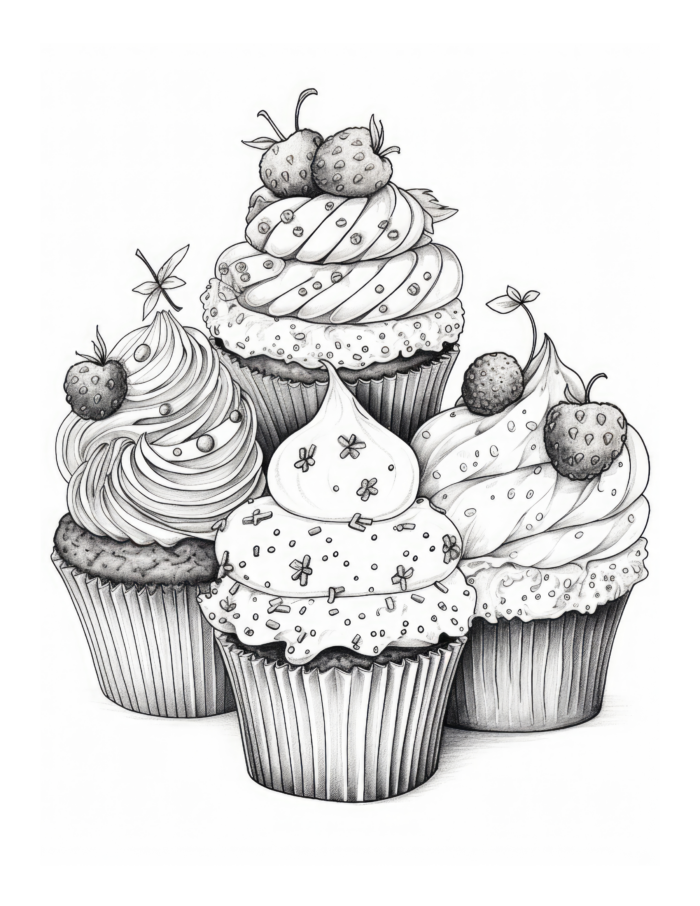 Free 4 cupcakes Coloring Page 45