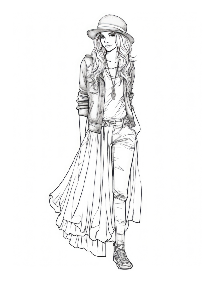 Free Adult Fashion Coloring Page 35