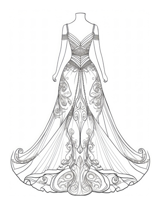 Free Printable Elegant Evenings- Fashion Coloring Page For Kids And Adults