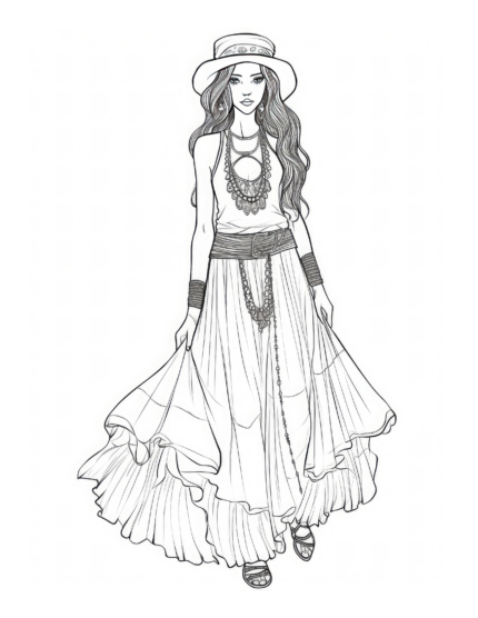 Free Adult Fashion Coloring Page 55