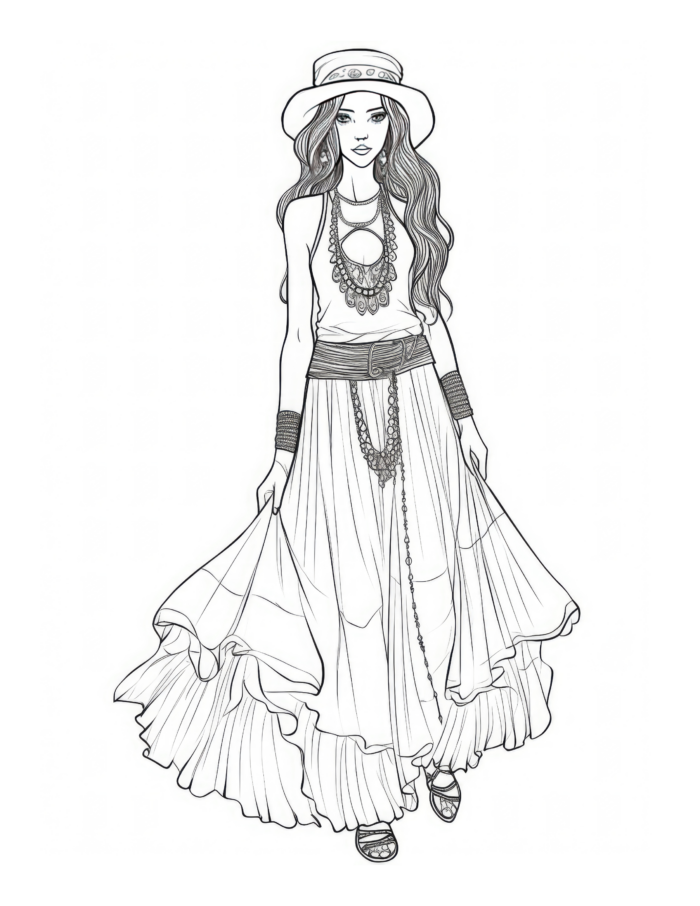 Free Adult Fashion Coloring Page 55