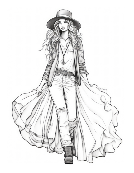 Free Adult Fashion Coloring Page 59