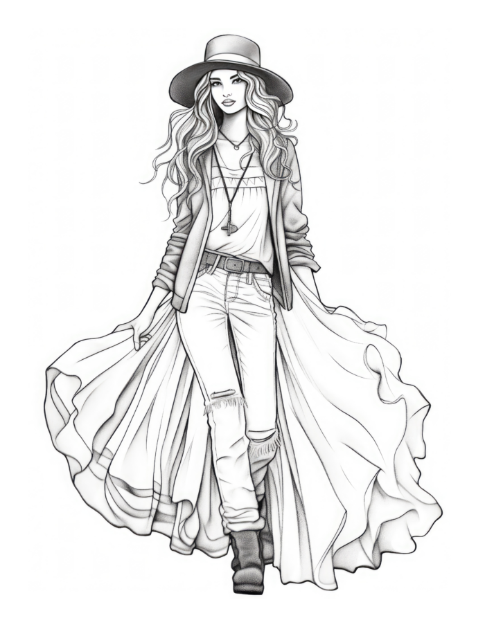 Free Adult Fashion Coloring Page 59