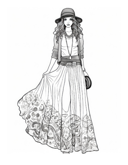 Free Adult Fashion Coloring Page 7