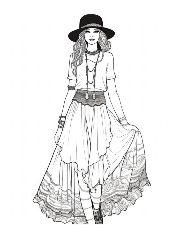Free Adult Fashion Coloring Page 83