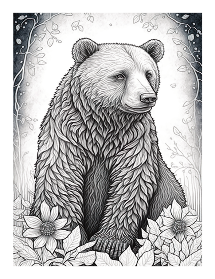 Free Bear Coloring Page 7