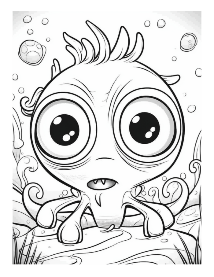Free Bugged Eyed Monster Coloring Page 27