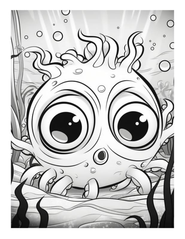 Free Printable Monster Fantasy Bugged Eyed Monster Coloring Page For