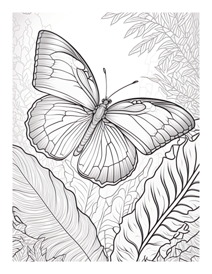 Free Butterfly Garden Coloring Page