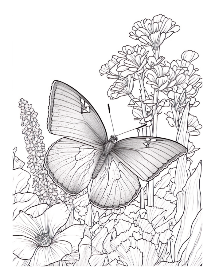 Free Butterfly Garden Coloring Page 11