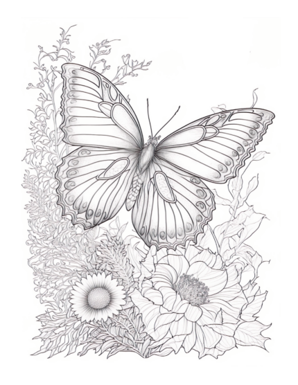 Free Butterfly Garden Coloring Page 15