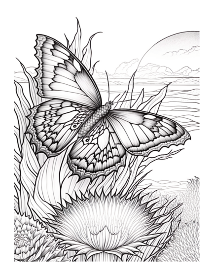 Free Butterfly Garden Coloring Page 17