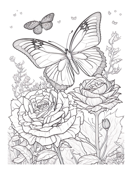 Free Butterfly Garden Coloring Page 27