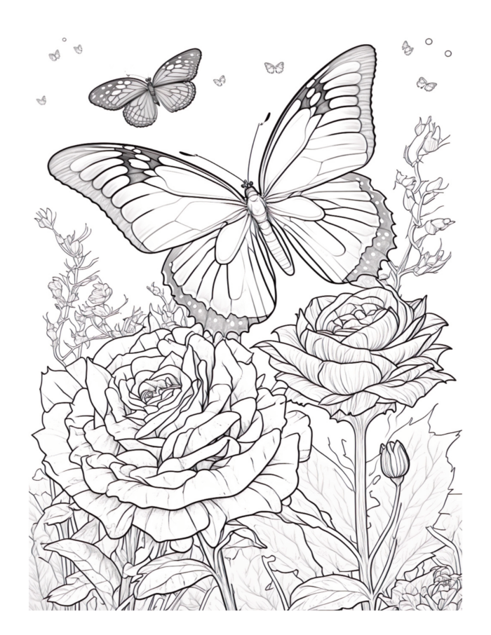 Free Butterfly Garden Coloring Page 27