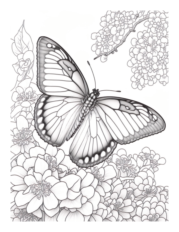 Free Butterfly Garden Coloring Page 29