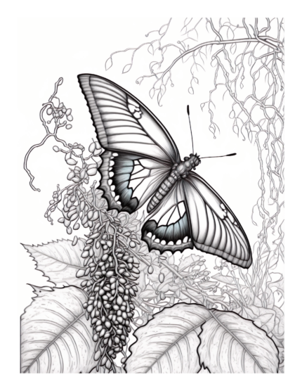 Free Butterfly Garden Coloring Page 3