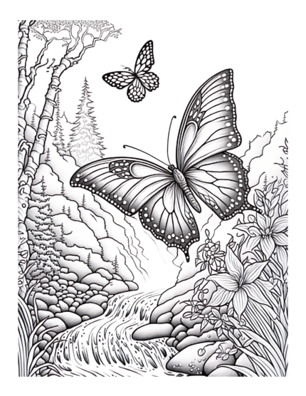 Free Butterfly Garden Coloring Page 37