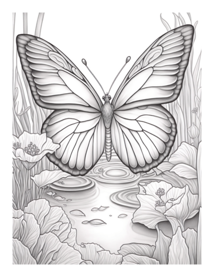 Free Butterfly Garden Coloring Page 39