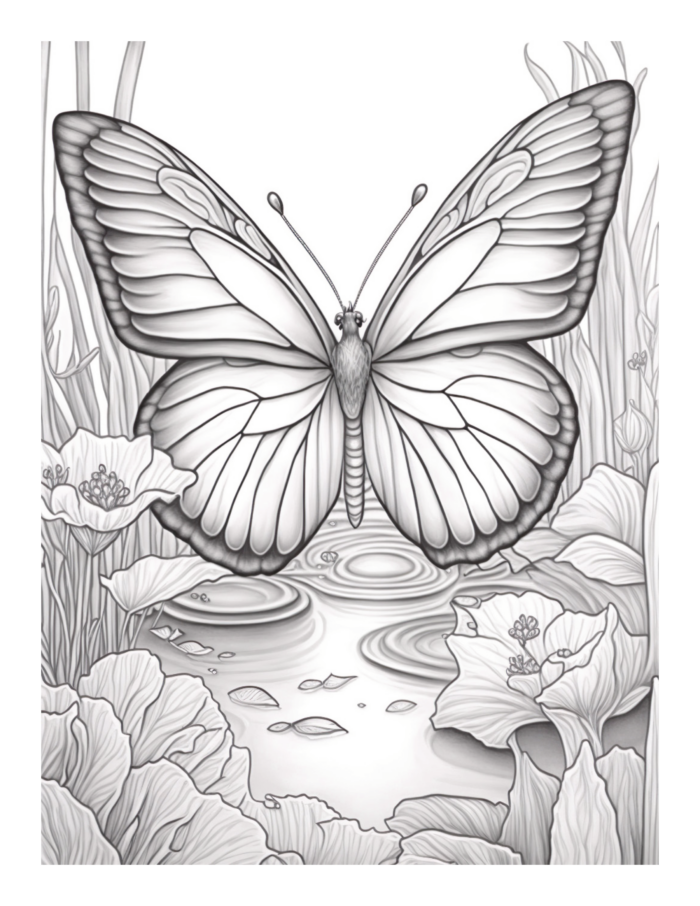 Free Butterfly Garden Coloring Page 39