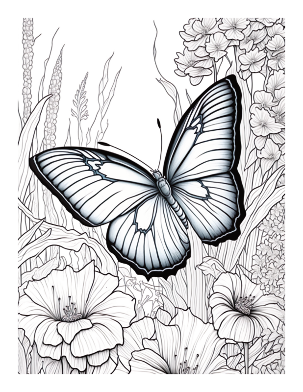 Free Printable Nature's Tapestry - Butterfly Coloring Page For Kids And ...