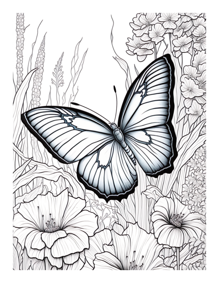 Free Butterfly Garden Coloring Page 41