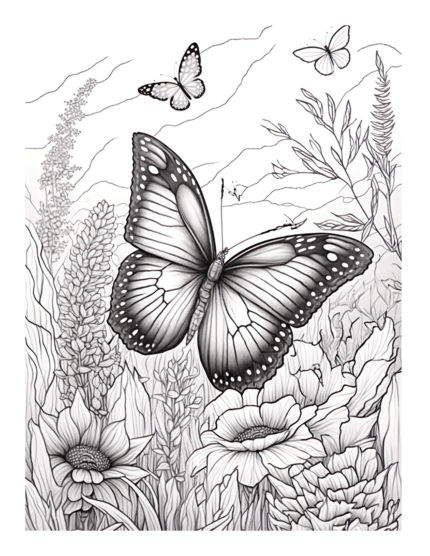 Free Butterfly Garden Coloring Page 43