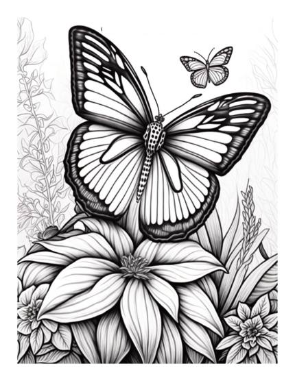 Free Butterfly Garden Coloring Page 47