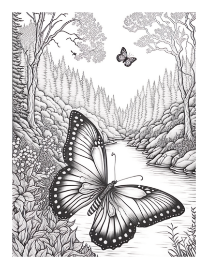 Free Butterfly Garden Coloring Page 49