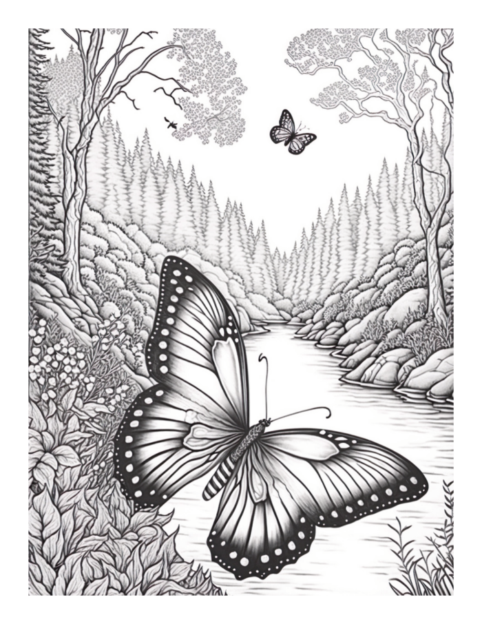 Free Butterfly Garden Coloring Page 49