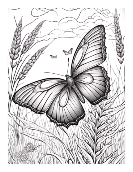 Free Butterfly Garden Coloring Page 5