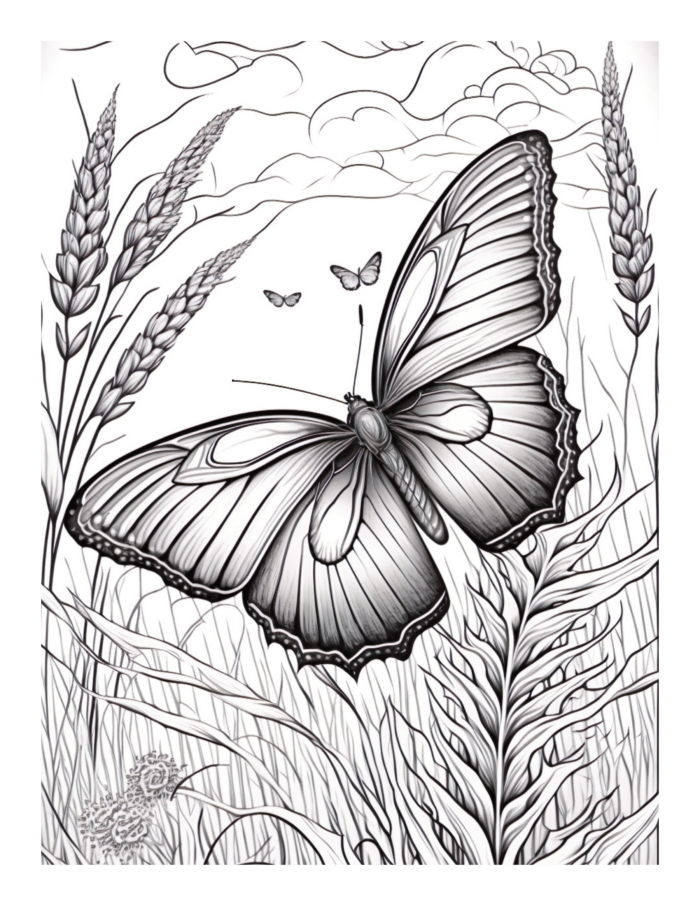 Free Butterfly Garden Coloring Page 5