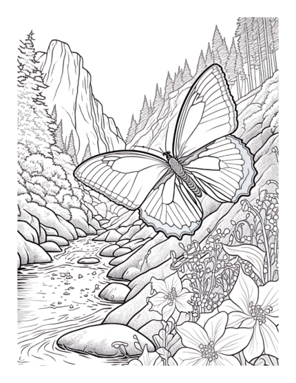 Free Butterfly Garden Coloring Page 55
