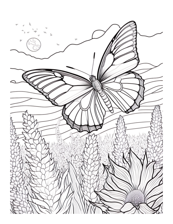 Free Butterfly Garden Coloring Page 57