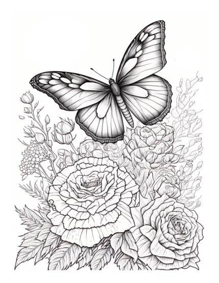 Free Butterfly Garden Coloring Page 61
