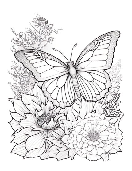 Free Butterfly Garden Coloring Page 63