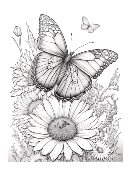 Free Butterfly Garden Coloring Page 7