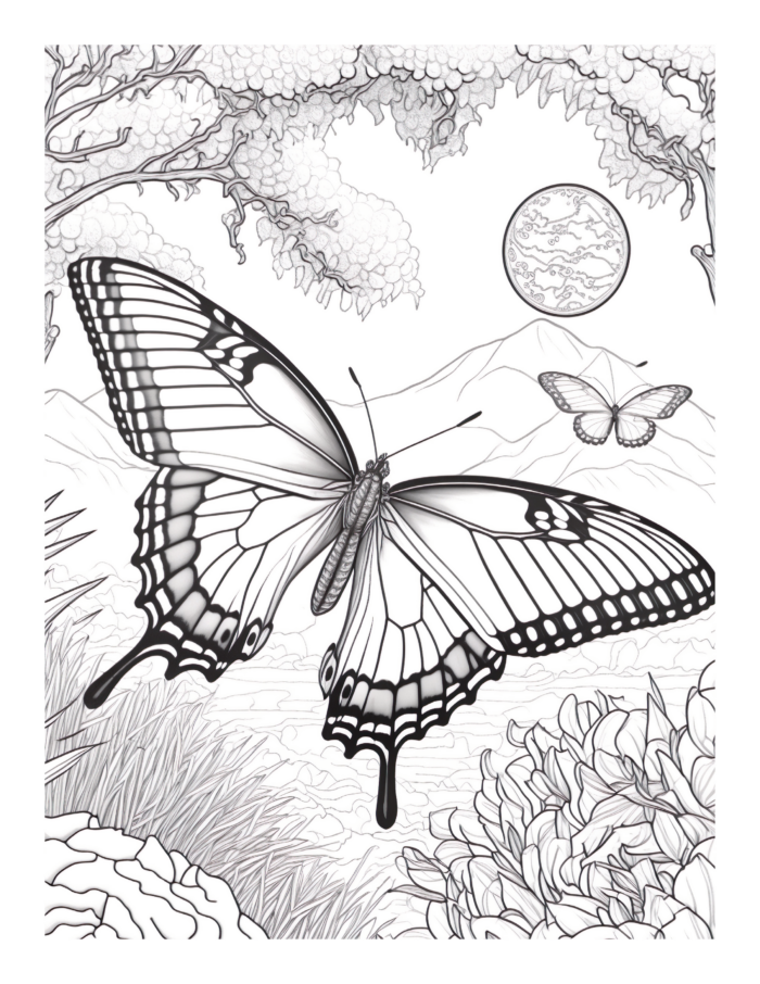 Free Butterfly Garden Coloring Page 73