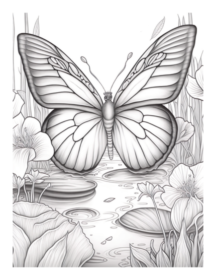 Free Butterfly Garden Coloring Page 75