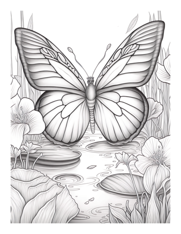 Free Butterfly Garden Coloring Page 75