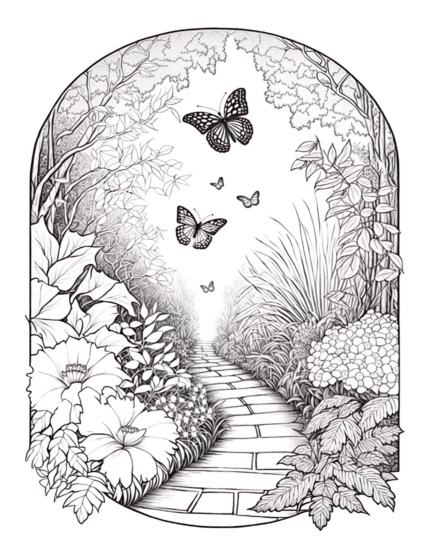 Free Butterfly Garden Coloring Page 77