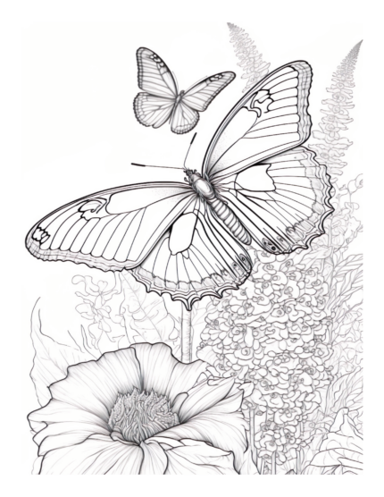 Free Butterfly Garden Coloring Page 81